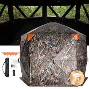 Hunting Blind, 288-Degree See Through Ground Blind, 6-7 Person Pop Up Deer Blind for Hunting with Carrying Bag, Portable