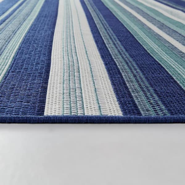Beverly Rug Blue Striped Indoor Outdoor Rug, Outside Carpet for