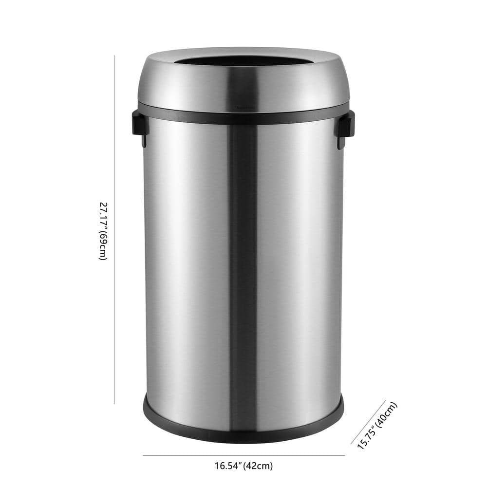 17.2-Gallon Stainless Steel Open-Top Trash Can