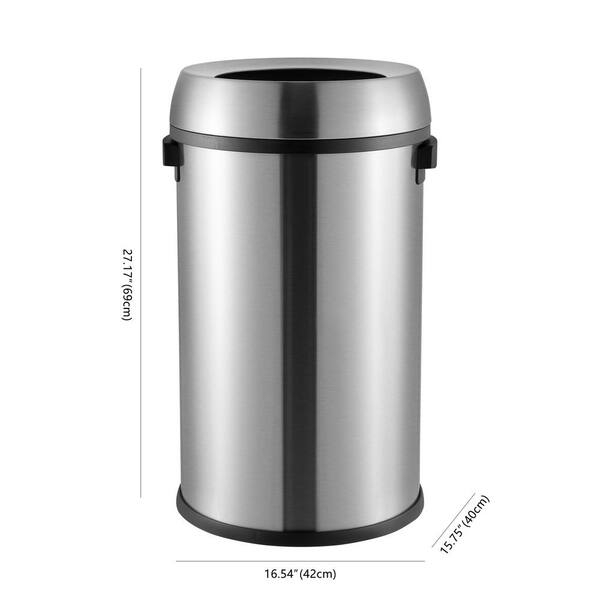 happimess Chuck Kitchen/Office 17.2 Gal. Chrome Open-Top Trash Can