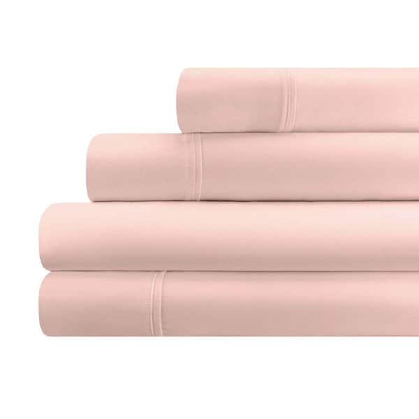 700-Thread Count 4-Piece Pink Egyptian Cotton Solid Deep Pocket King Sheet Set