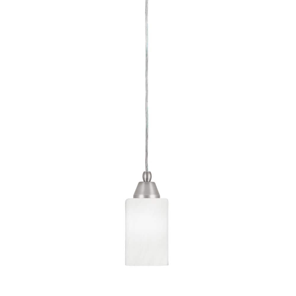 Bryson 4 in. 1-Light Brushed Nickel Cord Pendant Light with 4 in. White Mar