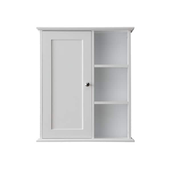 Cesicia 23.6 in. W x 27.6 in. H Rectangular White Surface Mount Bathroom Medicine Cabinet without Mirror Soft Closing Doors