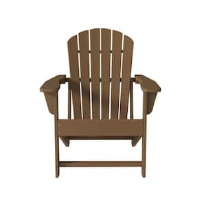 Brown Outdoor Non-Folding Market Plastic Adirondack Chair Patio Garden Beach Chair (1-Pack)