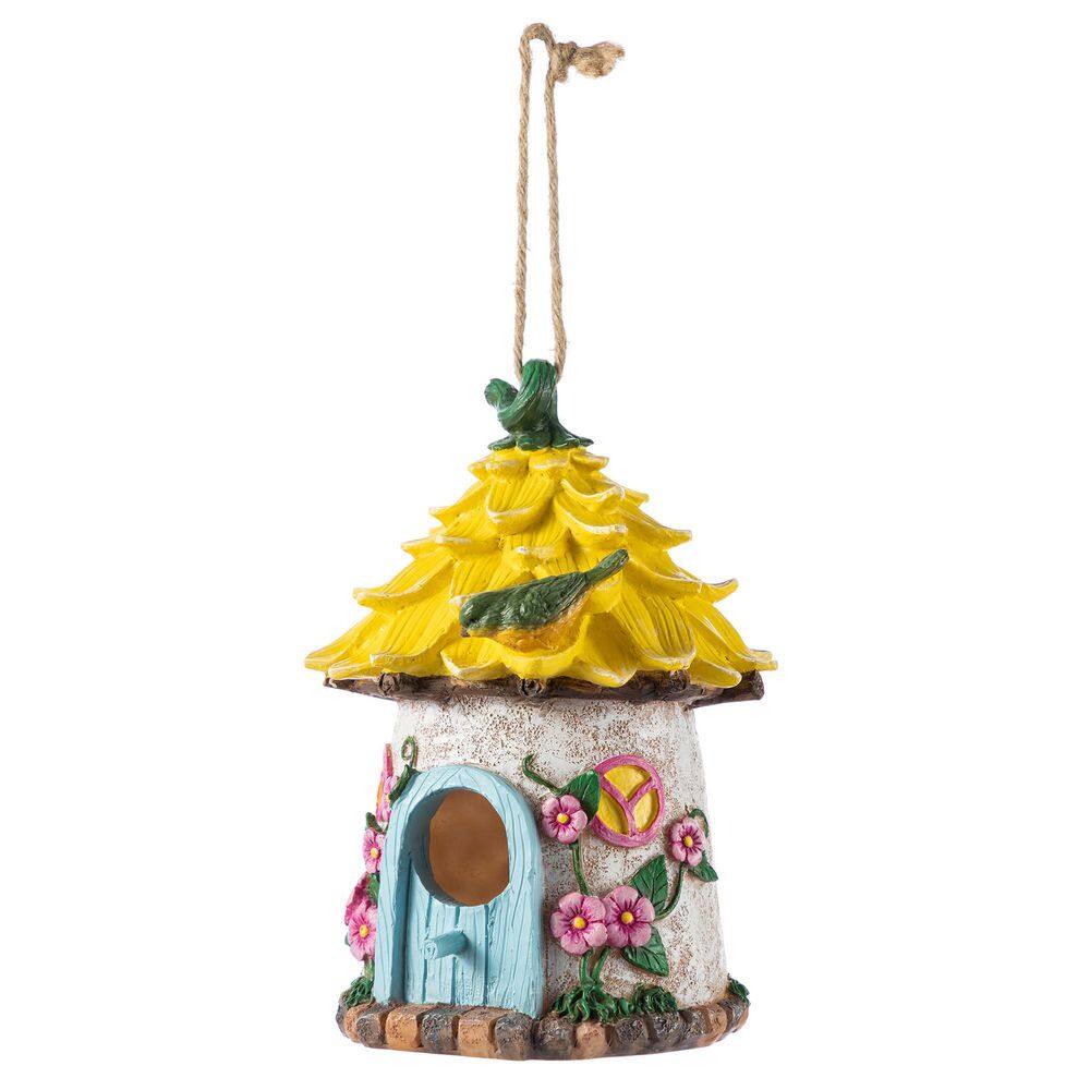 9 in. H Resin Yellow Roof Outdoor Garden Birdhouse price history on PriceWatchPro