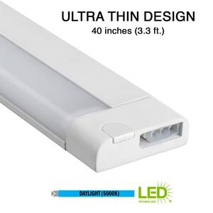 40 in. Ultra Thin Magnetic Shelf Light Plug-in LED Under Cabinet Light Easy Installation 1000 Lumens 5000K Daylight