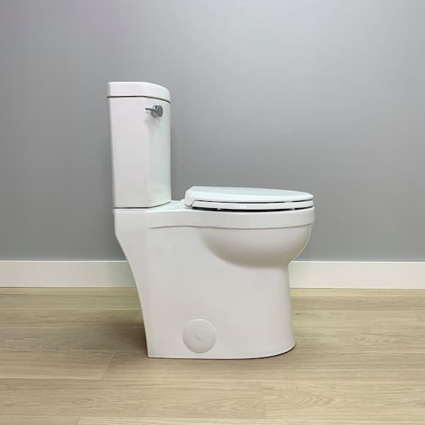 Convenient Height Tower Tall 20 3 4 in. 2 Piece Skirted Concealed Trapway Toilet 12 in. Rough in Dual Flush 1.28 0.9 GPF Elongated White Tower The Home Depot