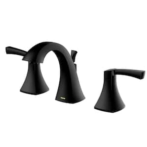 Randburg Widespread 2-Handle Three Hole Bathroom Faucet with Matching Pop-up Drain in Matte Black