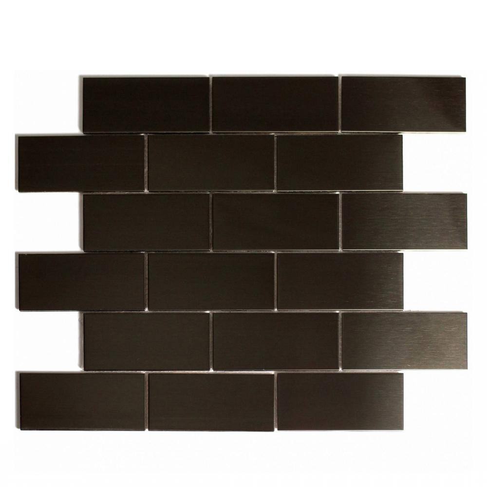 Modern Design Bronze Brick Mosaic 14 in. x 14 in. Stainless Steel Backsplash Wall Tile (14 sq. ft./Case) price history on PriceWatchPro