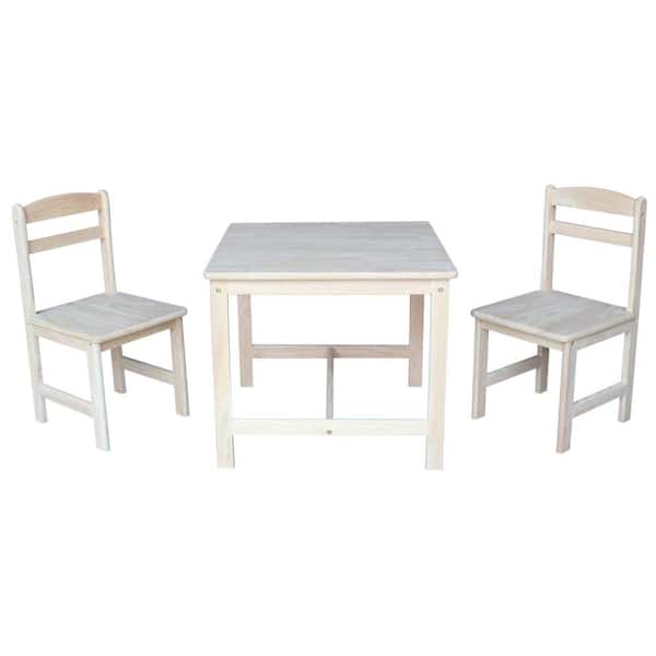 International Concepts 3-Piece Unfinished Children's Table and Chair Set
