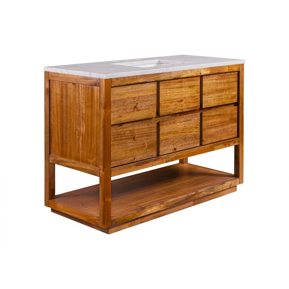 Oakman 48" Mango Wood Single Sink Vanity with Carrara Marble Top
