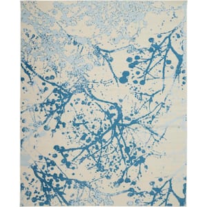 Jubilant Ivory/Blue 8 ft. x 10 ft. Moroccan Farmhouse Area Rug