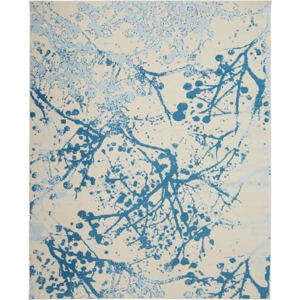 Nourison Jubilant Ivory/Blue 8 ft. x 10 ft. Moroccan Farmhouse Area Rug