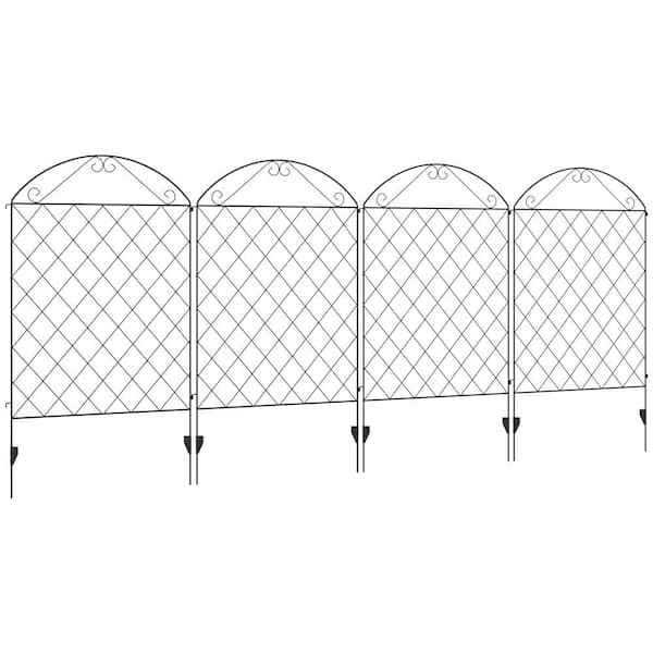 cadeninc 11.5 ft. x 3.6 ft. Garden Steel Spaced Picket Arched Top Fence ...