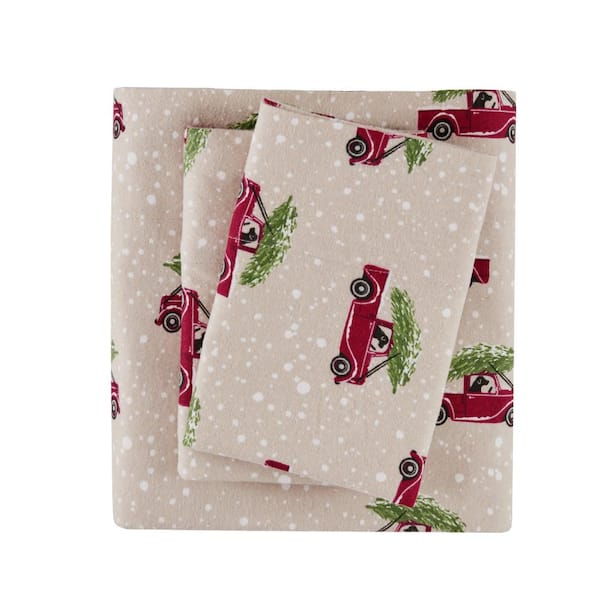 Woolrich Cotton Flannel 3-Piece Tan Cars Twin Sheet Set