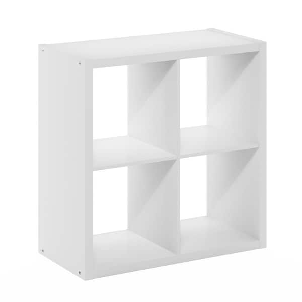 Furinno Cubicle 30 in. Tall White Wood 4-Shelf Open Back Bookcase ...