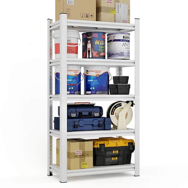5-Tier Heavy Duty Steel Freestanding Adjustable Household Shelving Unit in White (31.5 in. W x 63 in. H x 15.7 in. D)