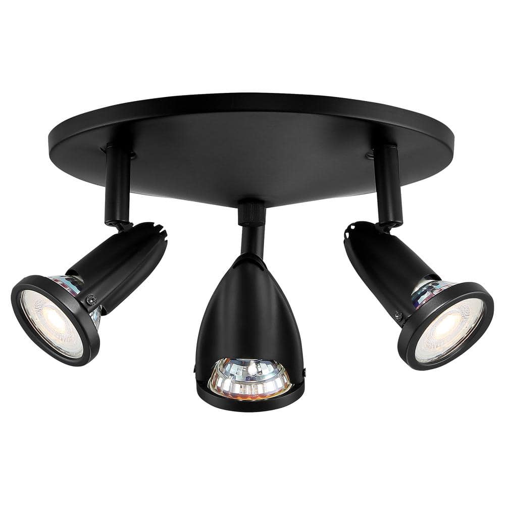 Cobra Black Metal 3-Light Adjustable LED Spotlight Flush Mount