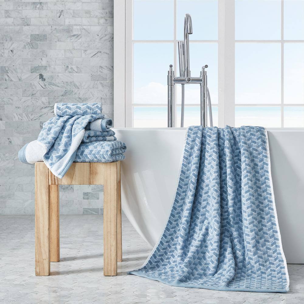 Blue Chevron 6-Piece Cotton Towel Set