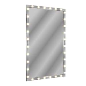48 in. W x 72 in. H Rectangular Aluminum Framed Full Body Mirror with LED in Sliver
