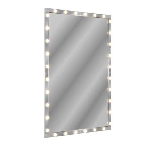 FUNKOL 48 in. W x 72 in. H Rectangular Aluminum Framed Full Body Mirror with LED in Sliver