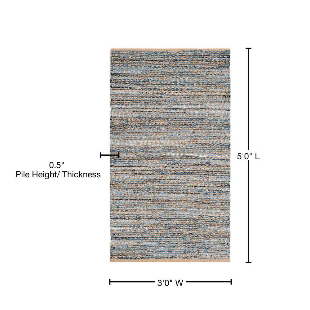 Cape Cod 3' x 5' Natural Blue Hand-Knotted Wool Rug