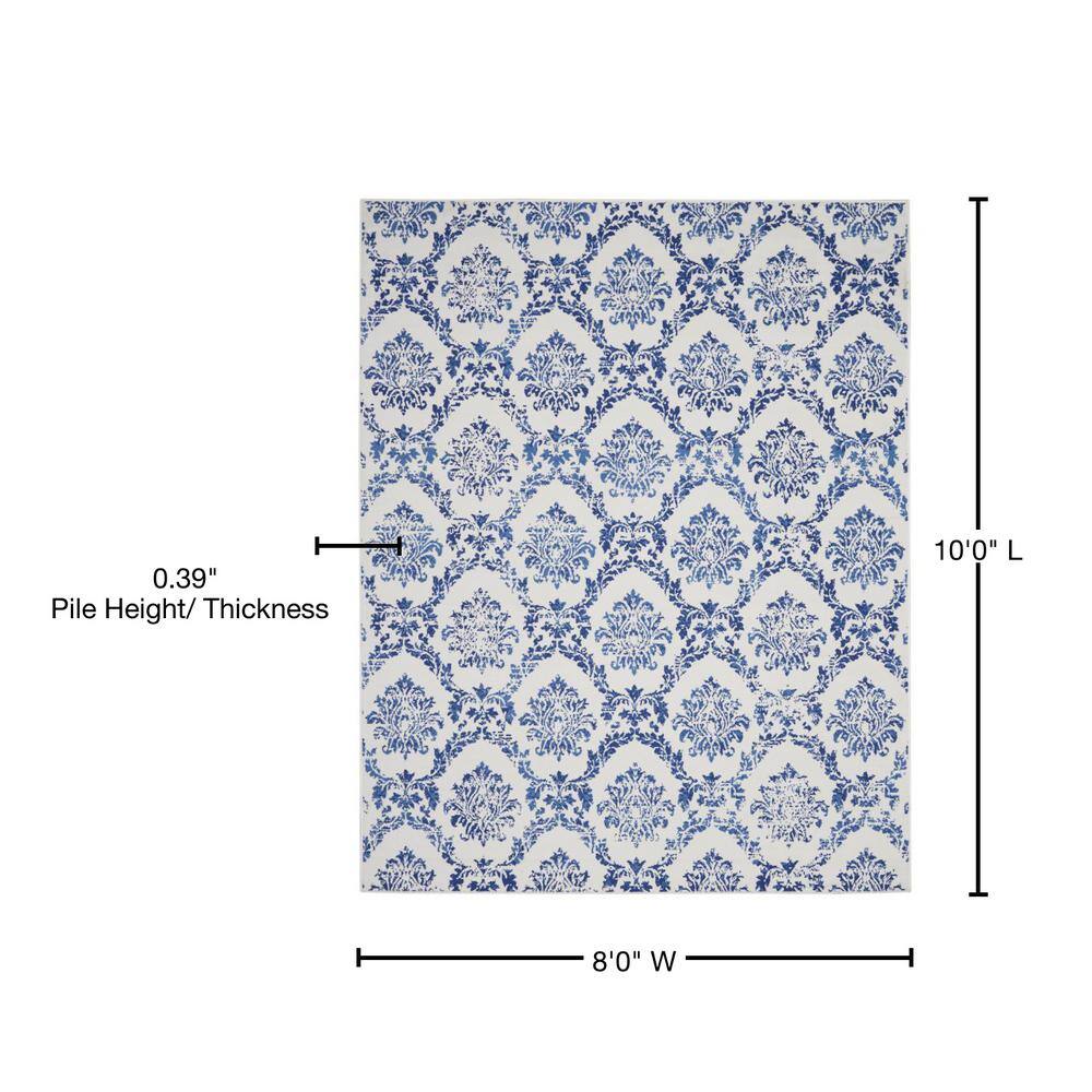 Ivory Floral Essence 8' x 10' Reversible Synthetic Rug
