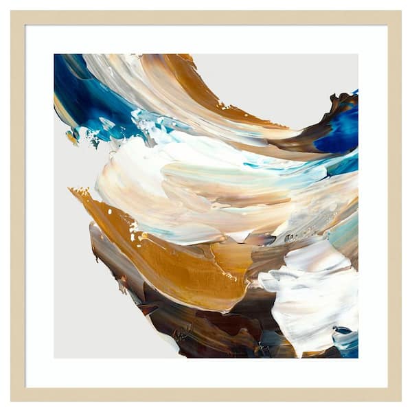 Amanti Art Crashing Blue by Jacob q 25 in. W x 25 in. H. Wood Framed Wall Art Print Framed in Brown