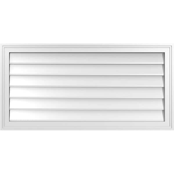 Ekena Millwork 40" x 20" Rectangular White PVC Paintable Gable Louver Vent Non-Functional