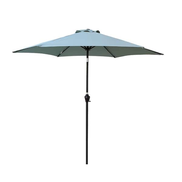 Unbranded 9 ft. Outdoor Patio Market Umbrella, Sun Shade with 6 Ribs Umbrella Crank for Garden, Pool(Frosty Green )