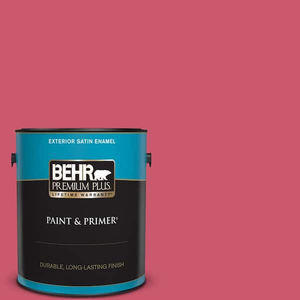 BEHR PREMIUM PLUS 1 gal. #T11-15 Pinkelicious Satin Enamel Exterior Paint & Primer