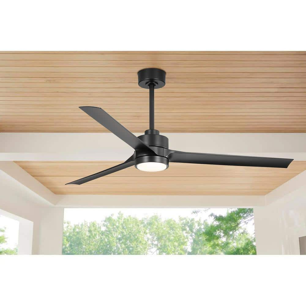 Triplex 60 in. Indoor Black Integrated LED Ceiling Fans with Light and Remote Control -  Lamober, ZY240INC21-AB