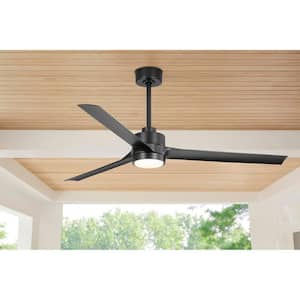 Triplex 60 in. Indoor Black Integrated LED Ceiling Fans with Light and Remote Control