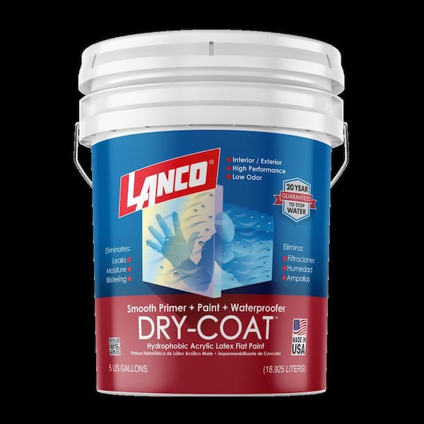 5 Gal. Dry-Coat White Pastel Flat Acrylic-Latex Interior and Exterior Smooth Masonry Waterproofing Paint