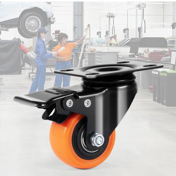 2 in. Swivel Plate Casters, Set of 4 with Safety Dual Lock Noiseless PVC Wheels, 150 lbs. per caster 2025 update