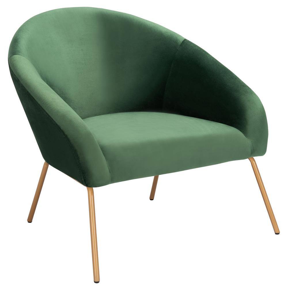 Malachite Green Velvet Accent Chair with Slim Gold Legs