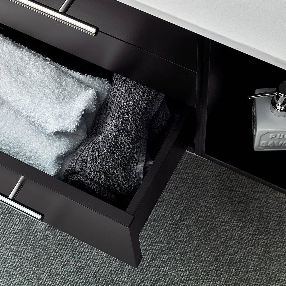 Espresso 60'' Wall-Mount Vanity with Quartz Top and Ceramic Sink