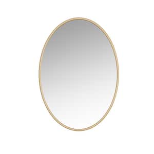 Sandy 24 in. W x 34 in. H Large Metal Framed Oval Wall Bathroom Vanity Mirror in Gold