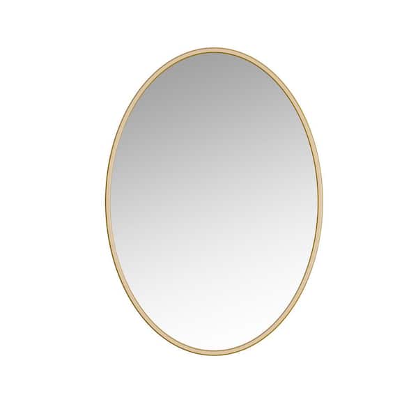 Sandy 24 in. W x 34 in. H Large Metal Framed Oval Wall Bathroom Vanity Mirror in Gold