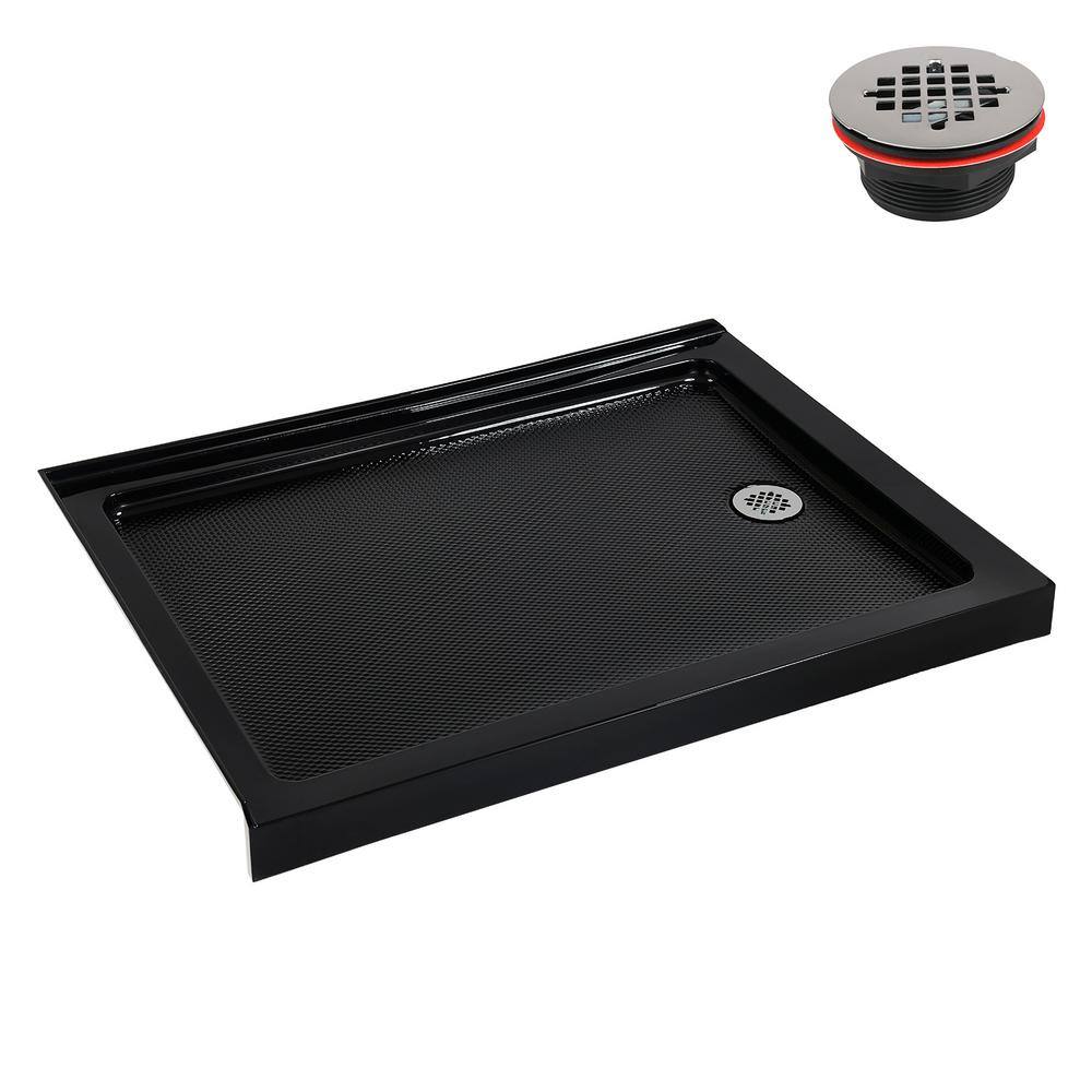 Glossy Black 48 x 36 Acrylic Corner Shower Base with Right Drain