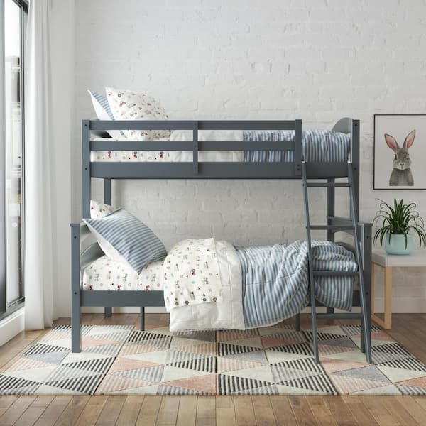 Brady Twin Over Full Gray Wood Bunk Bed