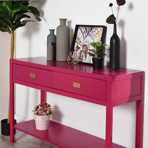 Homy Casa Bianca 44.3 in. Pink Standard Rectangle Wood Console Table with  2-Drawers HD-BIANCA RASPBERRY PINK - The Home Depot