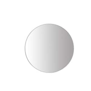 Lester 32 in. x 32 in. Modern Round Silver Aluminum Framed Shatter Proof Accent Wall Mirror