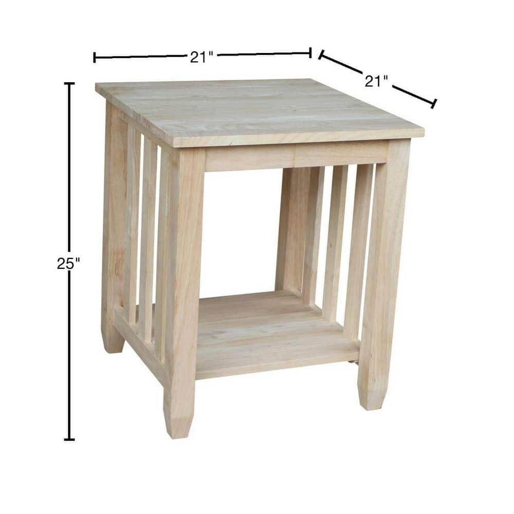 Classic Mission Tall Unfinished Solid Wood End Table