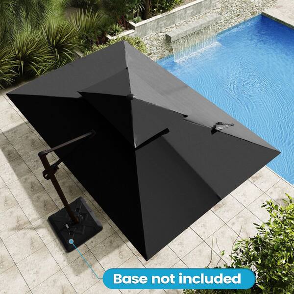 Crestlive Products 9 ft. x 12 ft. Double Top Heavy-Duty Frame Rectangular Cantilever Patio Umbrella in Black