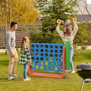 Unihex 4.9 ft. W Indoor/Outdoor Score Giant 4 in a Row Connect Game, Orange Plus Blue