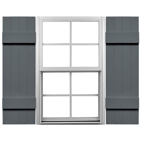 Ekena Millwork TailorMade 14 in. W x 31 in. H Vinyl Board and Batten Shutters Pair in Storm Cloud
