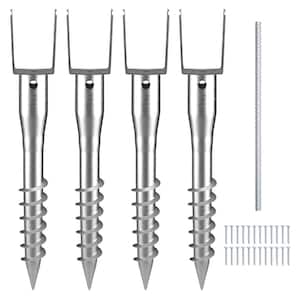 3.94 x 2.76 x 27.56 in. No Dig Ground Anchor DIY Screw in Post Stake Includes 6 Lag Bolts U-Shape Post Holder (4-Pack)