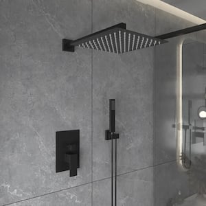 2-Spray Single Handle Wall Mount Handheld Shower Head 1.8 GPM Shower Faucet with Rain Shower Head in Matte Black