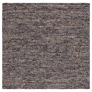 Natural Fiber Black/Beige 6 ft. x 6 ft. Abstract Distressed Square Area Rug